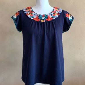 Anthropologie THML Embroidered Knit Top